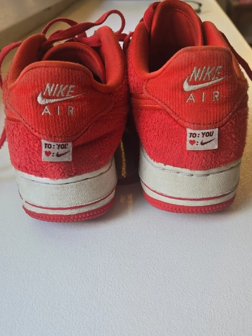 Nike Kids Red and White Suede Low-Top Sneakers Size 6y